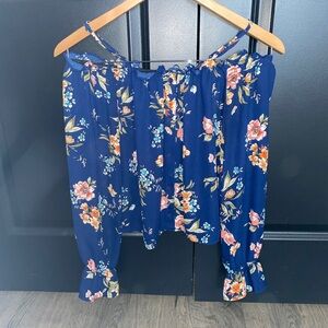 Rue21 Blue Floral Off-Shoulder Blouse
